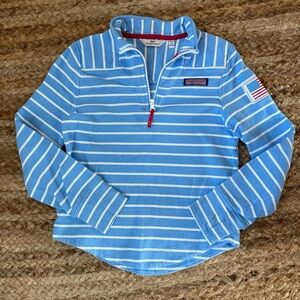 Vineyard Vines Girls 10/12 Classic Striped Preppy 1/4 Zip Americana Pullover